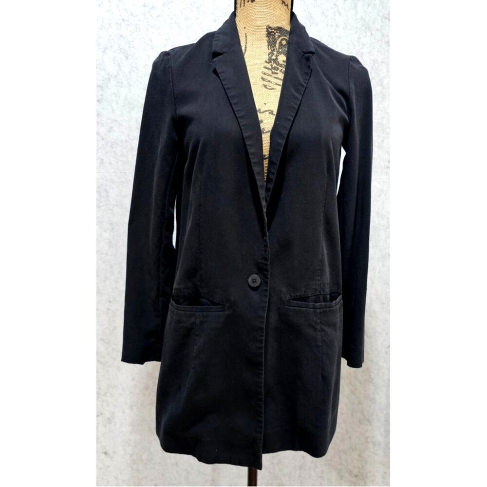 COS One Button Blazer Jacket, Black, Front Pockets, Womens Sz 4, New